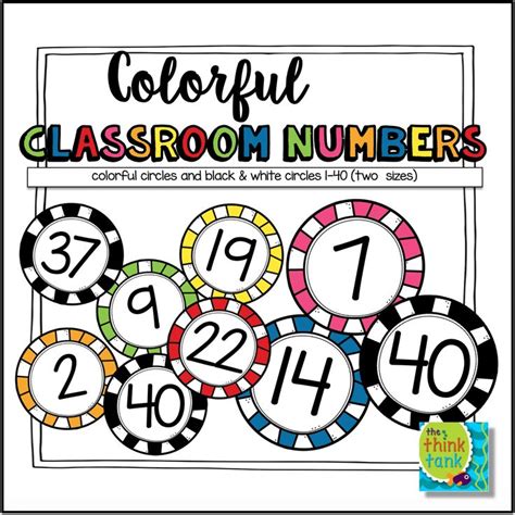 Colorful Class Number Labels 1 40 Number Labels Elementary Resources