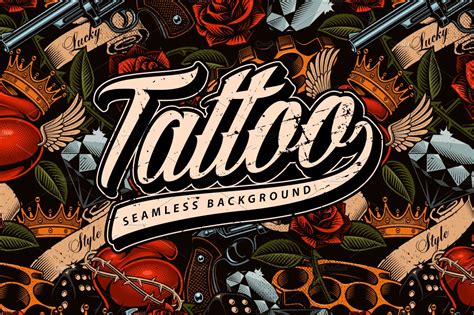 Tattoo Seamless Background Photoshop Graphics Creative Market
