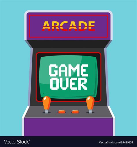 Arcade Machine In Background Green Monitor Vector Image
