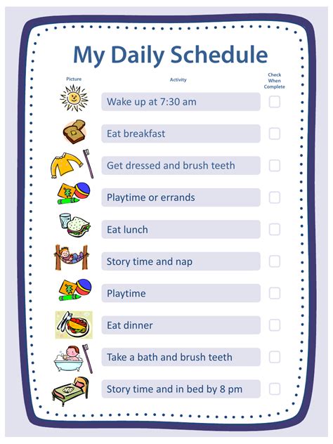 My Daily Schedule For Children Template Download Printable Pdf