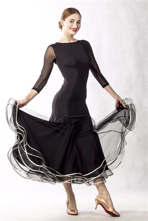 Dancebox Silver Wave Ballroom Dress In Black Dancewear For You