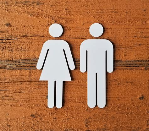 Male Female Bathroom Figures Set Of 2 Restroom Door Sign Metal