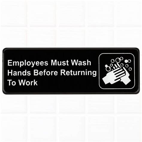 Employees Must Wash Hands Before Returning To Work Sign Black And