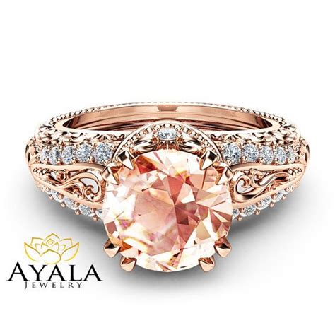Morganite Vintage Engagement Ring 14k Rose Gold By Ayaladiamonds In
