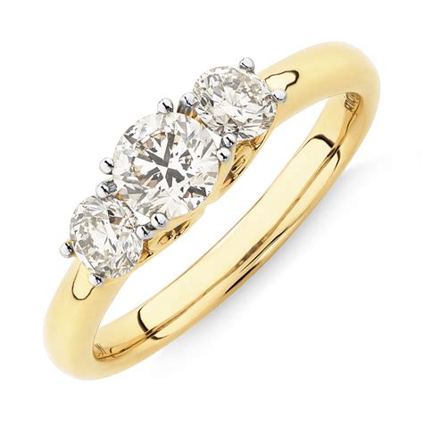 Three Stone Engagement Ring With Carat Tw Of Diamonds In Ct Yellow Gold