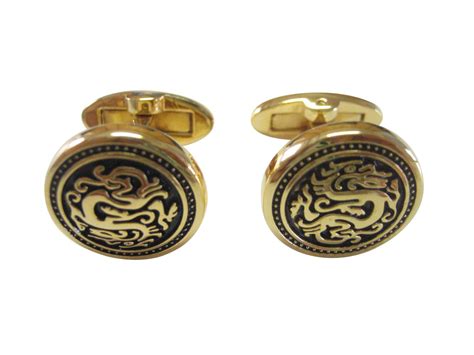 Circle Golden Dragon Cufflinks Kiola Designs