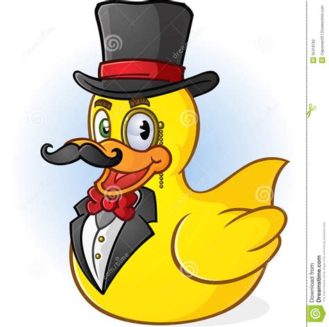 Rubber Duck Gentleman Cartoon Stock Vector Illustration