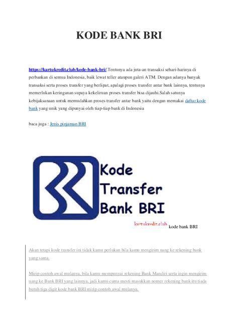 Pdf Kode Bank Bri Mas Pri