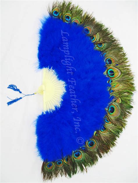 Royal Blue Marabou Peacock Feather Fan 28 X 15 Per Each