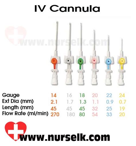 Cannula Gauge Sizes And Color Code