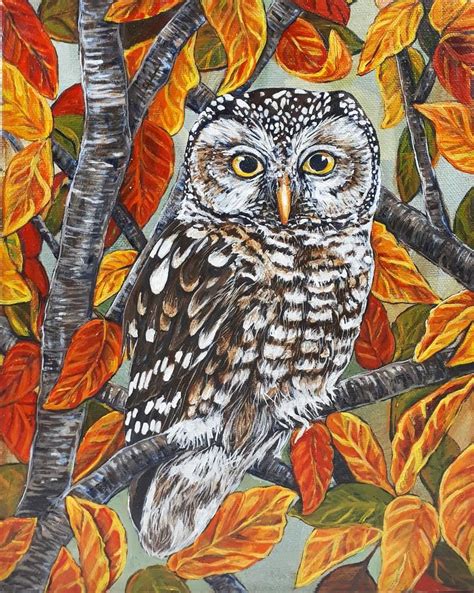 Autumn Owl Acrylic Painting In 2020 Painting Art