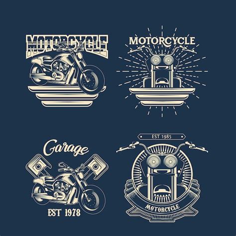 Premium Vector Set Of Custom Motorcycle Emblems