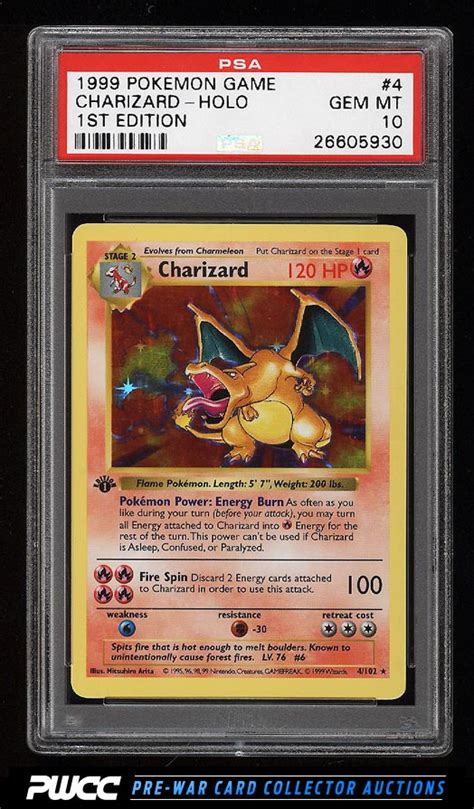 Pokémon base set was the first set of pokémon tcg cards released in the united states. 1999 Pokemon Game 1st Edition Holo Charizard #4 PSA 10 GEM MINT (PWCC) | eBay