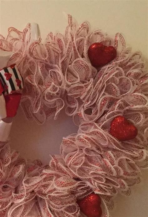 Valentines Day Wreath Front Door Wreath White And Red Heart Etsy