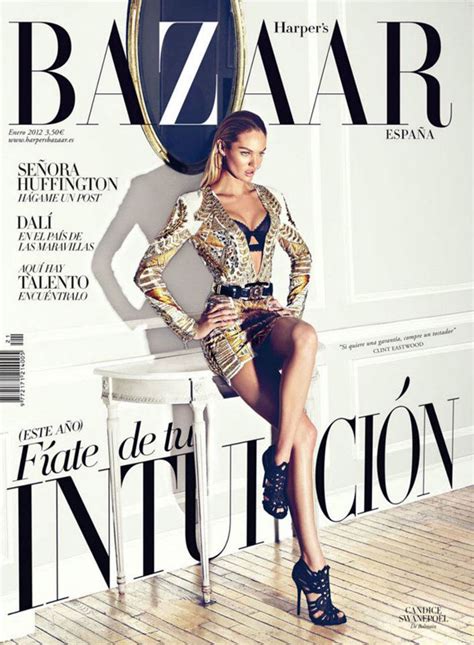 Candice Swanepoel Covers Harpers Bazaar Spain January 2012 In Balmain