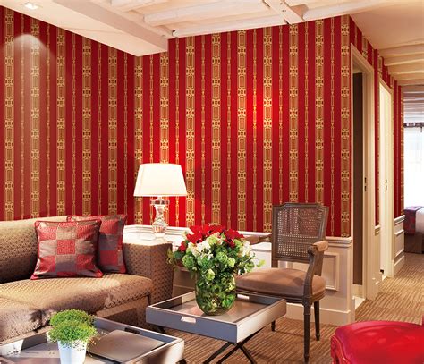 Gold And Red Royal Stripe Wallpaper A11 33p77 Decor City