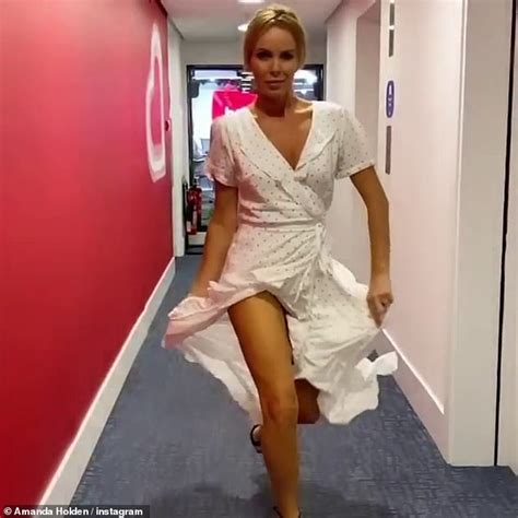 Amanda Holden 49 Shares A Very Cheeky Slow Motion Video Swishing Her Plunging White Midi Dress