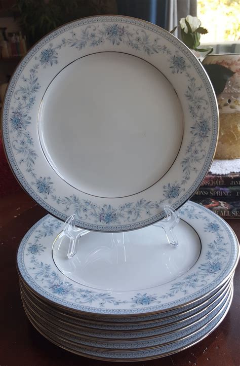Salad Plates For 8 Noritake Blue Hill China Set Blue Floral Etsy In