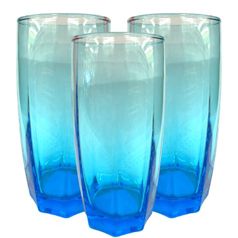 drinking glasses 16 oz sky blue 6 in glass tumblers 2 pack