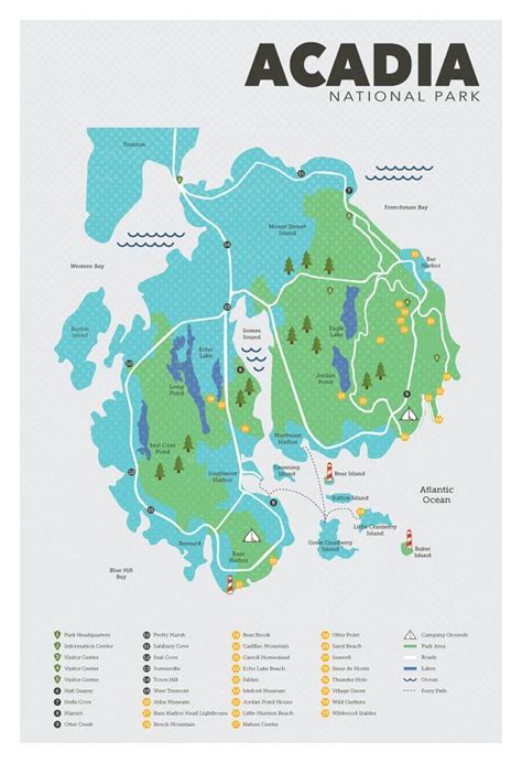Acadia National Park Map Print Etsy Acadia National Park Acadia