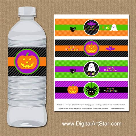 Halloween Water Bottle Labels Instant Download Water Bottle Etsy
