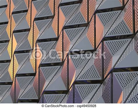 Futuristic Metallic Triangular Metal Cladding With Geometric Modern