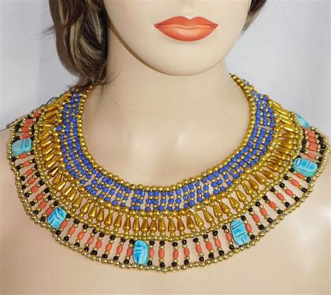 Hand Made Pharaoh Collaregyptian Necklace With 7 Scarabs Etsy