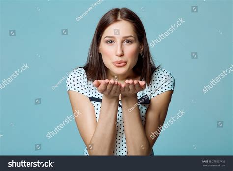 Lady Beautiful Woman Blowing Kiss You Stock Photo Shutterstock