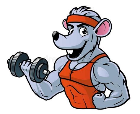 A Cartoon Rat Doing Exercises With Dumbbells