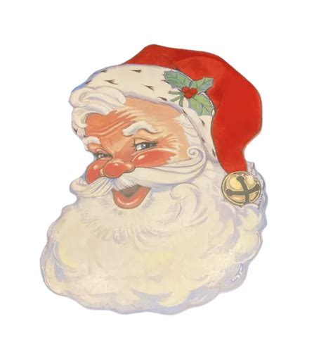 Vintage Christmas Jolly Santa Claus Face Head Die Cut Eureka Usa