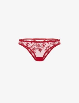 Agent Provocateur Ozella Embroidered Mid Rise Mesh Briefs