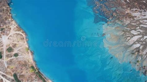 Top View Of The Turquoise Water Of A Mountain Lake Stock Photo Image