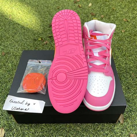 Nike Air Jordan 1 Mid Gs Pink Orange Shoes Brand Depop