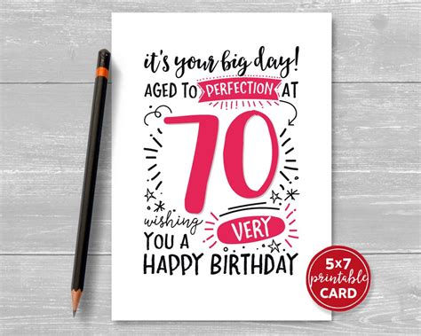Printable 70th Birthday Card Its Your Big Day Aged To Etsy Uk
