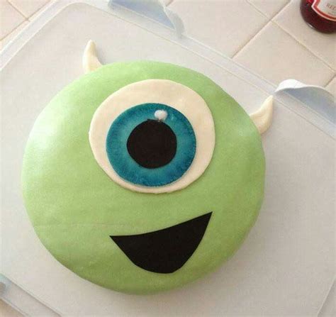 Most of the decorating work for this cake can be done a week or more before you're going to serve … Mike Wasowski | Monster inc cakes, Dinosaur birthday cakes ...