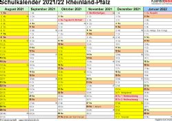 Laden sie sich ihren ferienkalender als jahreskalender, halbjahreskalender, quartalskalender oder monatskalender. Schulkalender 2021/2022 Rheinland-Pfalz für Word