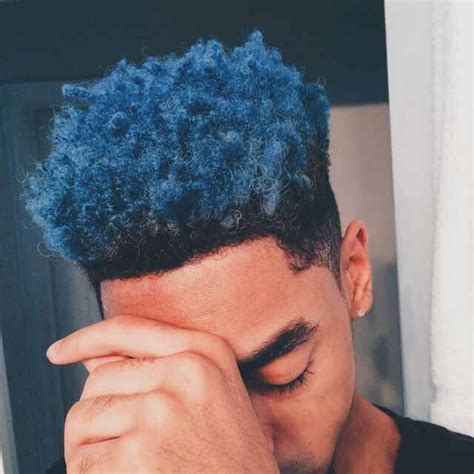 Blue Natural Hair Black Men Haircuts Black Men Hairstyles Afro Hairstyles Pretty Hairstyles