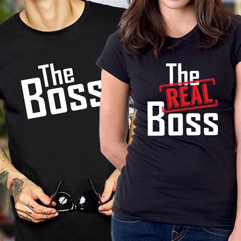 the boss and the real boss matching couple shirts set pärchen t shirts couple shirts comisetas