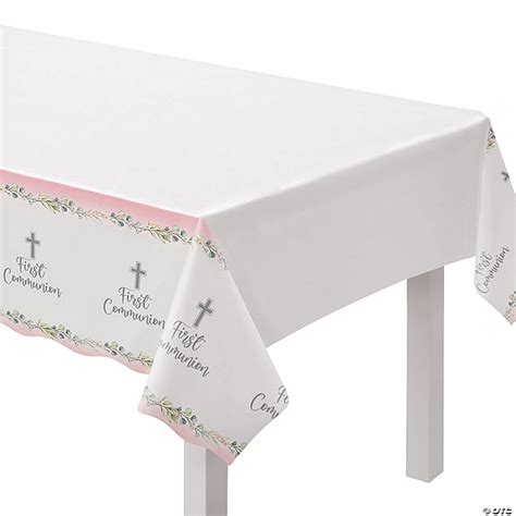 My First Communion Pink Plastic Tablecloth Oriental Trading