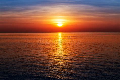 Sunset At Ocean View Sun Reflected On Water Stock Photo Image Of