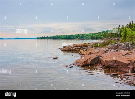 Kama Bay Lake Superior Nipigon Ontario Canada Red And Orange Rock Beach