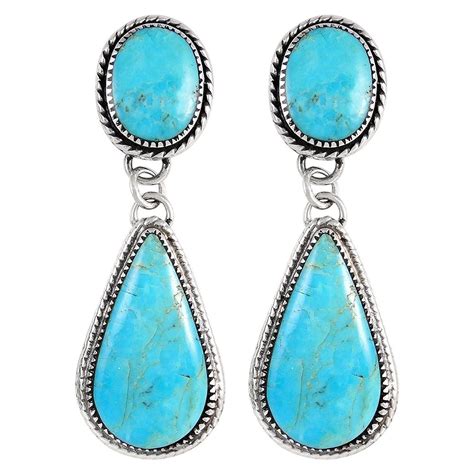 Turquoise Earrings 925 Sterling Silver Genuine Turquoise SELECT Style