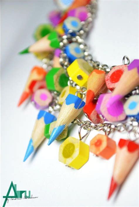 Rainbow Necklace Colored Pencil Necklace Pencil Jewelry Etsy Crafts