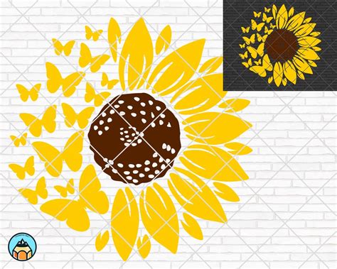 222 Sunflower With Butterfly Svg Free Svg Png Eps Dxf File
