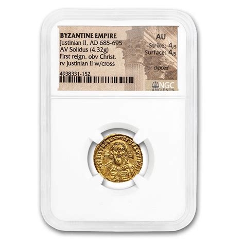 Buy Byzantine Gold Solidus Justinian Ii 685 695 Ad Au Ngc Apmex