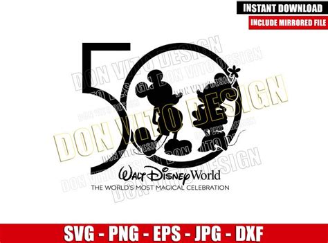 Mickey Minnie 50th Celebration Svg Dxf Png Walt Disney World Cut File