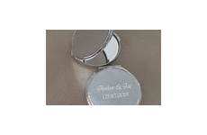 compact chrome personalized mirror piece round single sold