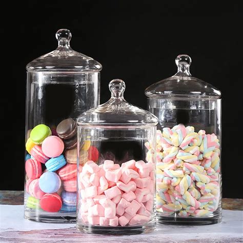 Glass Candy Jar With Lid European Transparent Candy Jar Thick Large