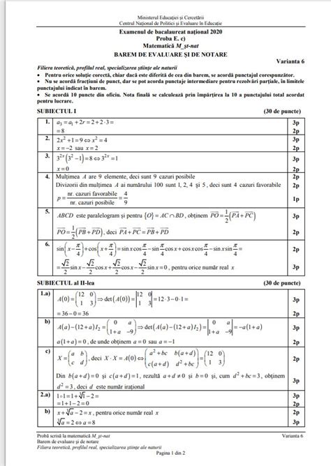 Bac matematica 2021 modele subiect. Barem Subiecte BAC Matematica 2020. Care Sunt Rezolvările ...