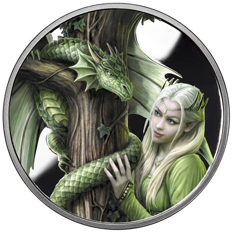 1 Oz Silver Coin Anne Stokes Dragons Antique Friend Or Foe 1st In